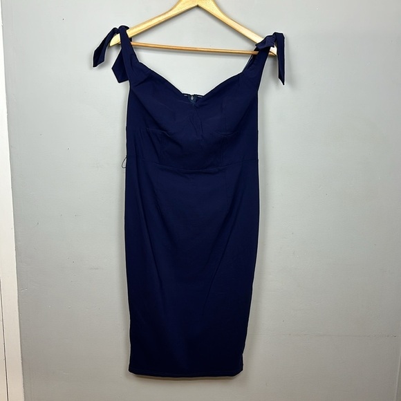 Unique Vintage Connie Pinup Wiggle Dress in Navy Sz 1X/16 - Picture 3 of 11